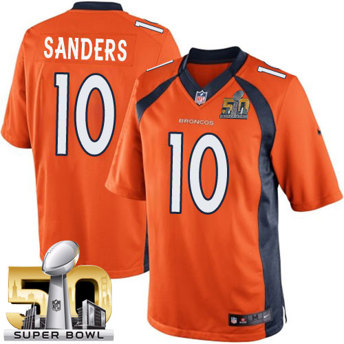 Men's Limited Emmanuel Sanders Super Bowl L Nike Jersey Orange Home - #10 NFL Denver Broncos